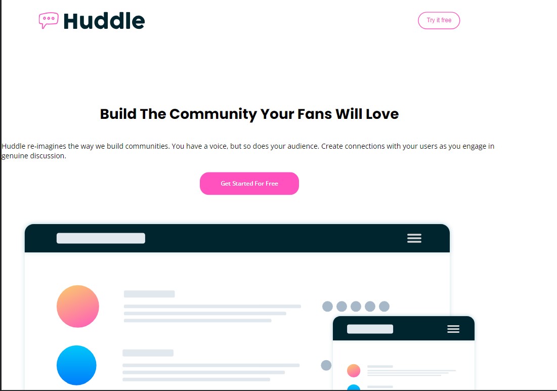 LANDING PAGE WITH THREE CURVED SECTIONS